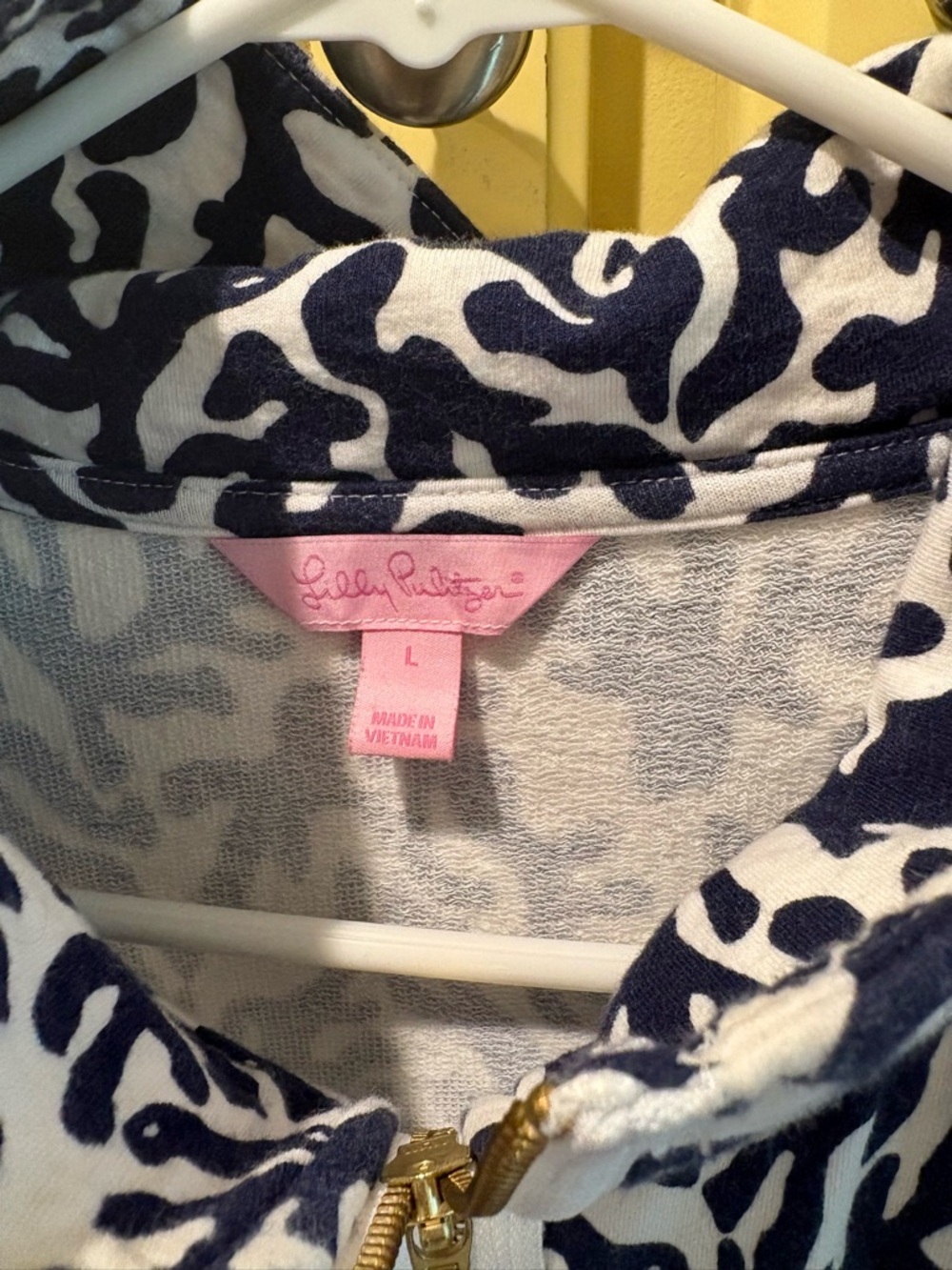 Lilly Pulitzer Leona “Good Reef” Coral-Print Zip Jacket Sz Large - Picture 2 of 5